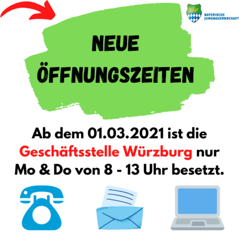 Neue Öffnungszeiten in Würzburg ab 01.03.2021